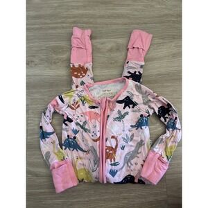 Little Sleepies Pink Dinosaur Zippy Romper Bamboo Pajamas 6-12 Months Play